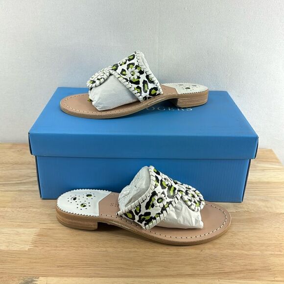 Jack Rogers Shoes - Jack Rogers Jacks Flat Sandals- Neon Green Leopard- Size 5- NIB